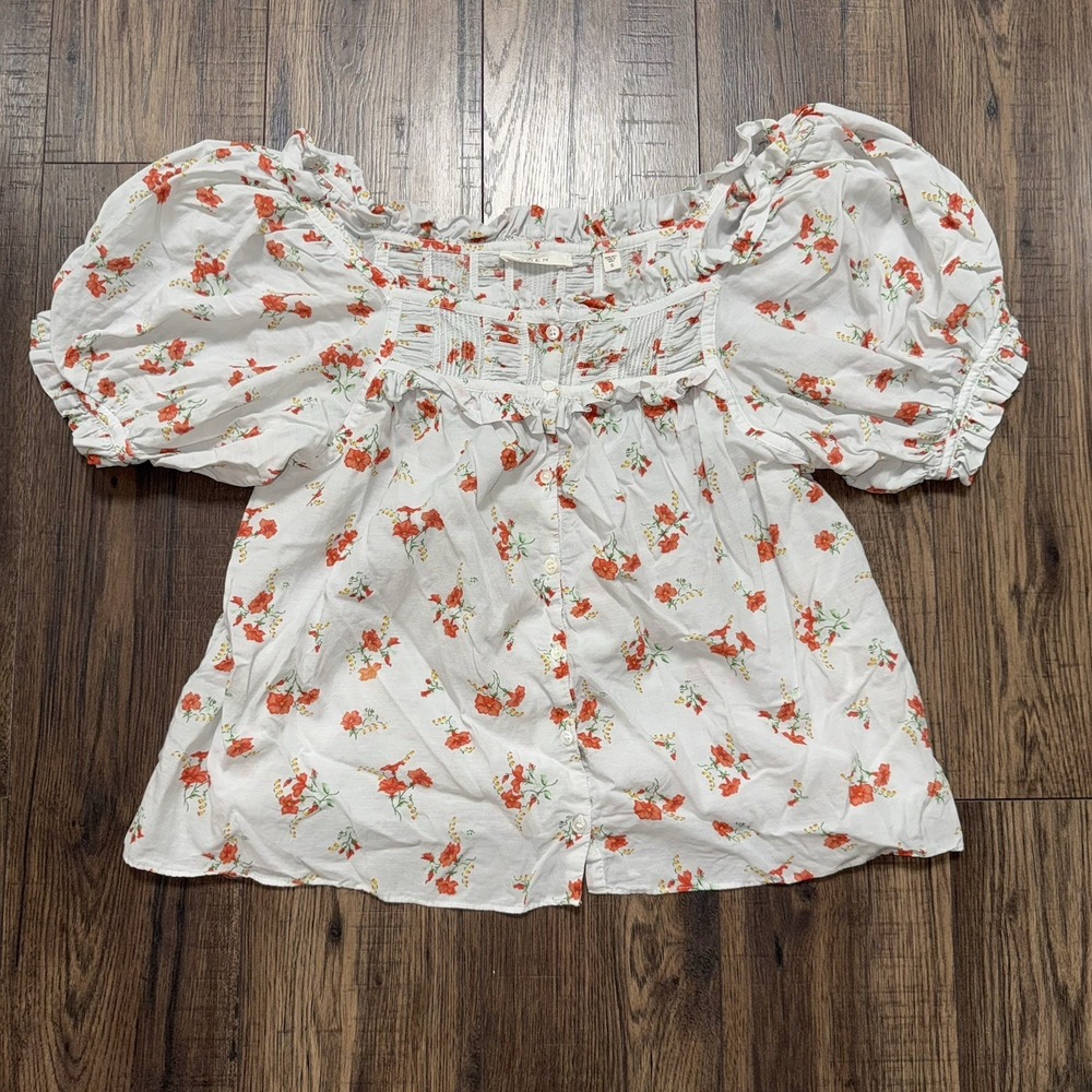 Doen Women's Farley Sweet Abelia Top Floral Printed Cotton Blouse Tunic Top S